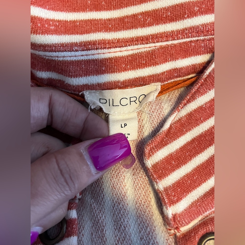 Pilcro by Anthropologie Red Cream Striped Sweatshirt Large - Picture 10 of 12